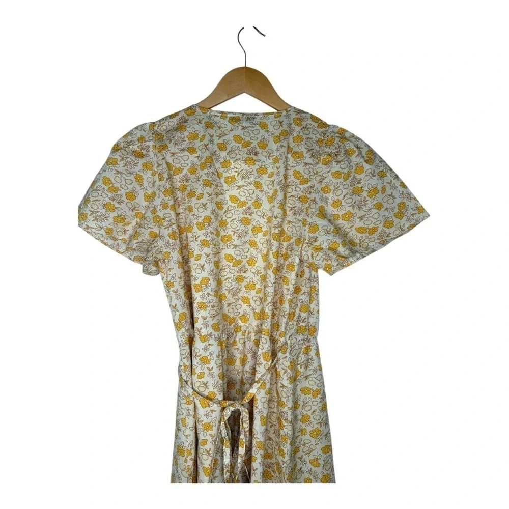 NWT Madewell Spring Fiore Floral Wrap Dress in Yellow